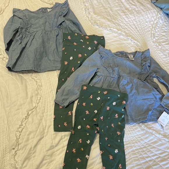 Carter’s Spring Outfit - Leggings & Chambray Top.  (Matching Twin Set Available) - Picture 5 of 5